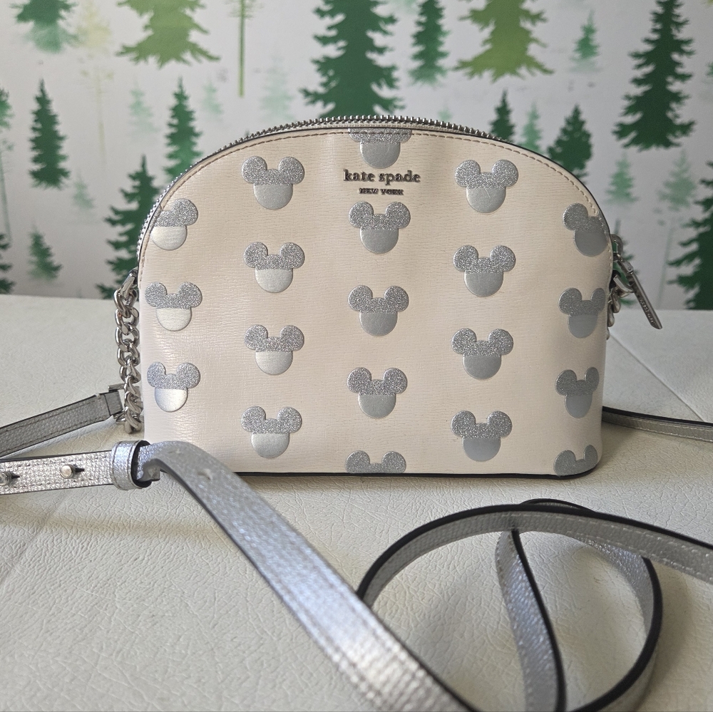 Kate Spade White and Silver Mickey Crossbody Bag